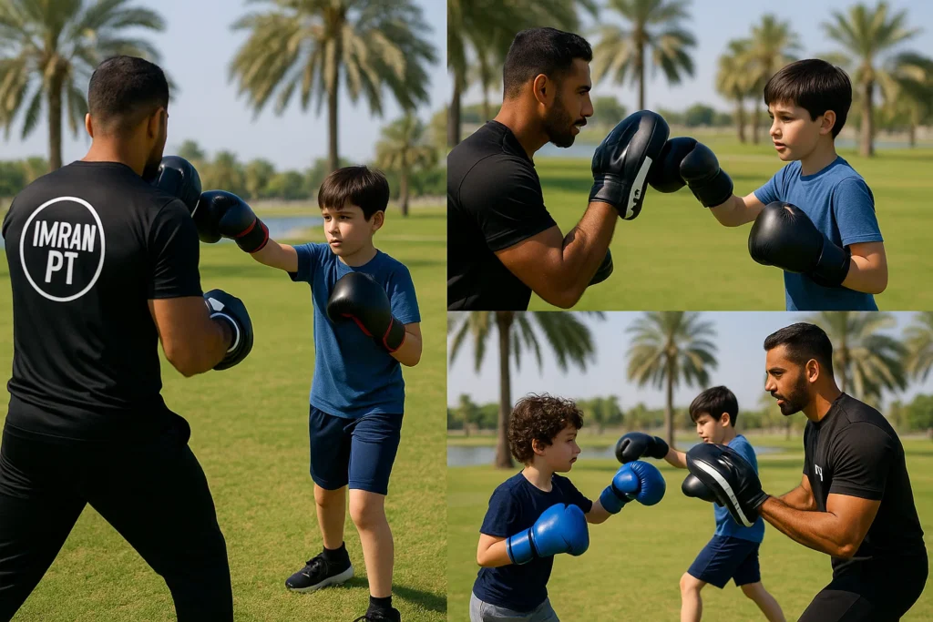 Mobile boxing training session setup near Al Mamzar Park