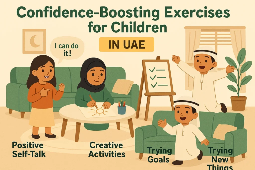 Child practicing self-defence at home in Ajman
